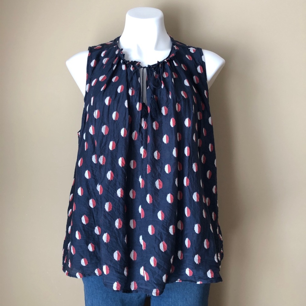 Madewell graphic print top cotton silk blouse LRG